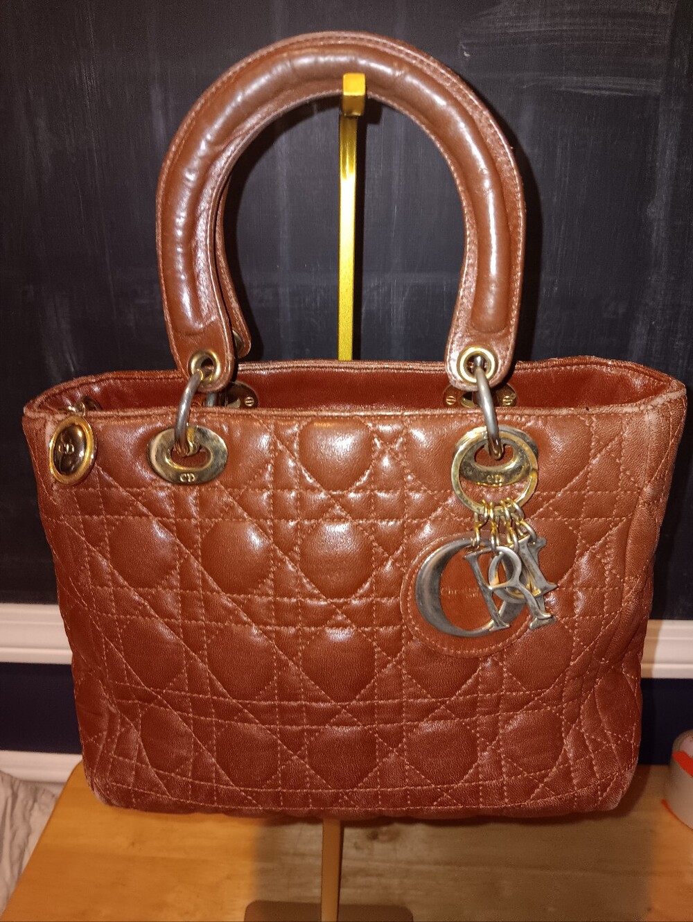 Christian Dior Rare 1st Gen Vintage Leather Lady Bag